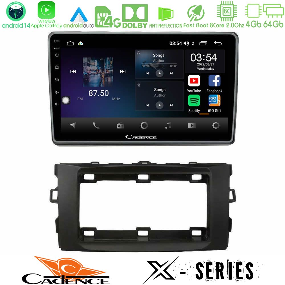 Cadence X Series Toyota Auris 2013-2016 8core Android 14 4+64GB Navigation Multimedia Tablet 10"