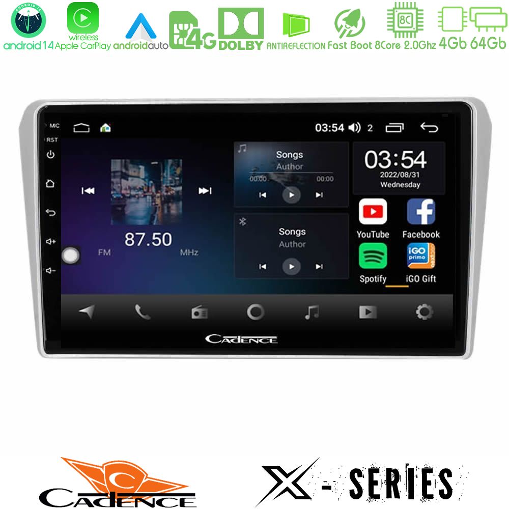 Cadence X Series Toyota Avensis T25 02/2003–2008 8core Android 14 4+64GB Navigation Multimedia Tablet 9"