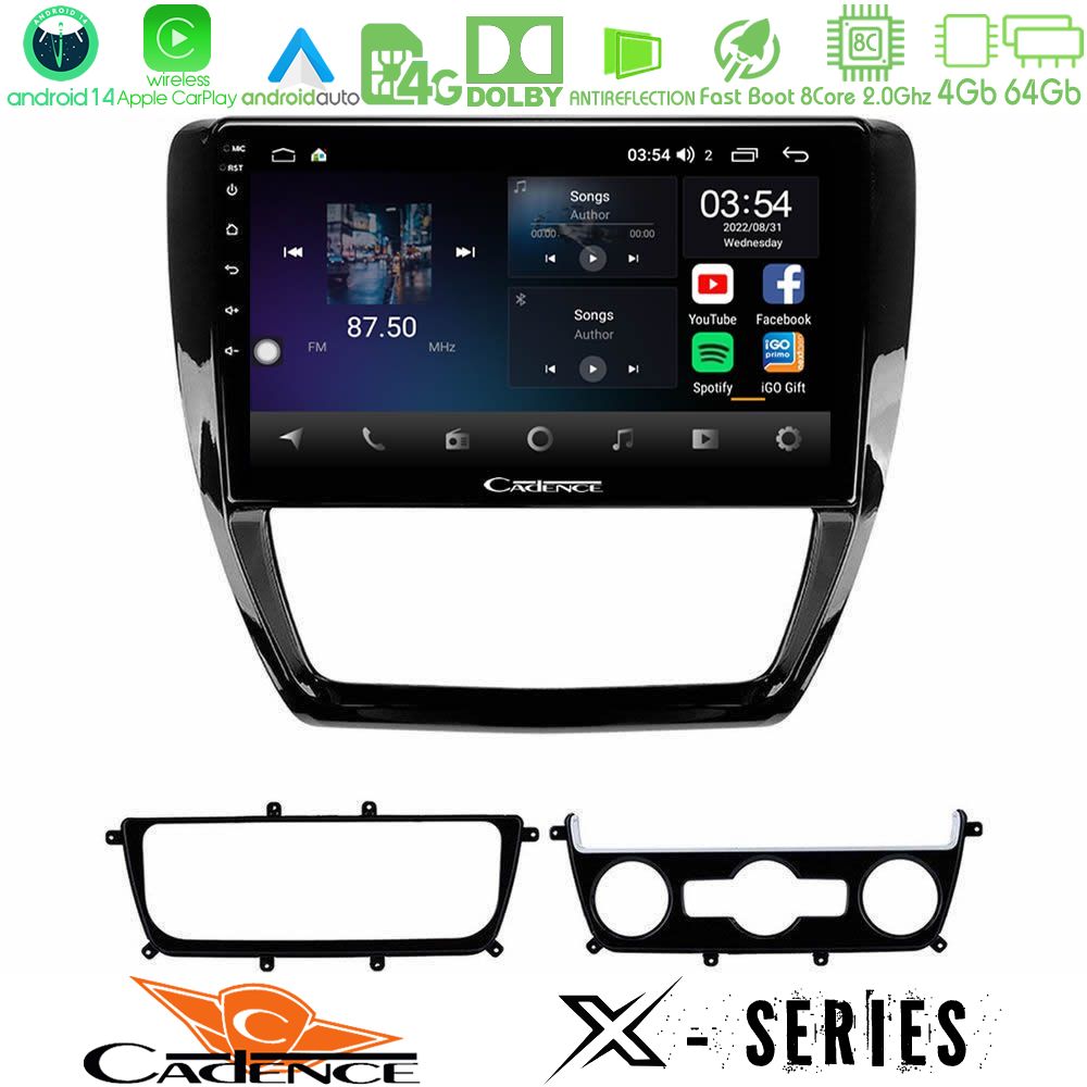 Cadence X Series VW Jetta 8core Android 14 4+64GB Navigation Multimedia Tablet 10"