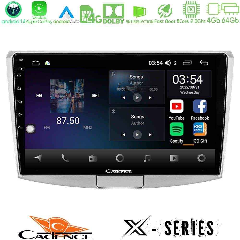 Cadence X Series VW Passat 8core Android 14 4+64GB Navigation Multimedia Tablet 10"