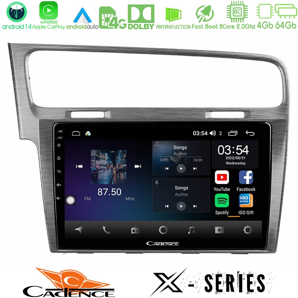 Cadence X Series VW GOLF 7 8core Android 14 4+64GB Navigation Multimedia Tablet 10"