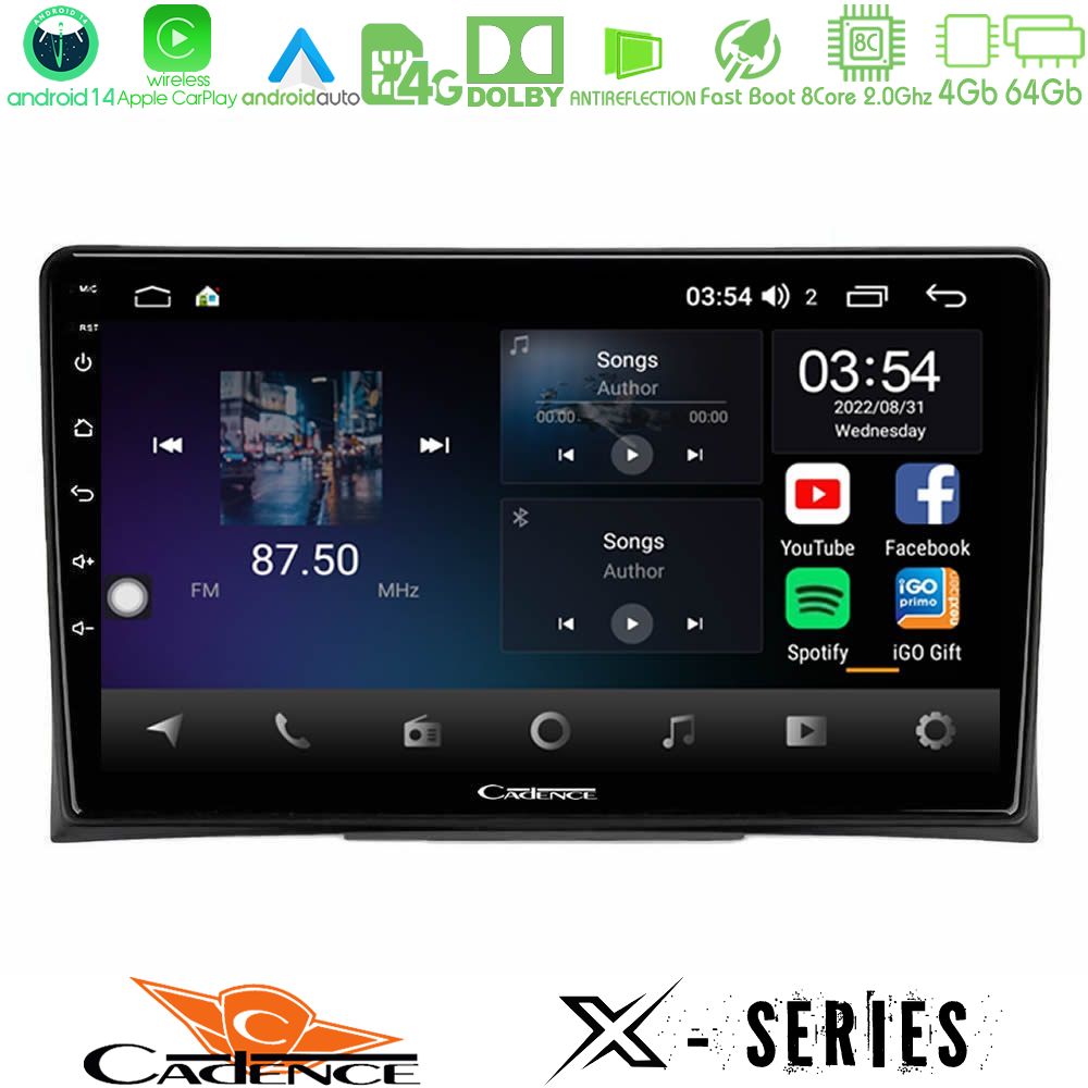 Cadence X Series VW Transporter 2003-2015 8Core Android 14 4+64GB Navigation Multimedia Tablet 9"