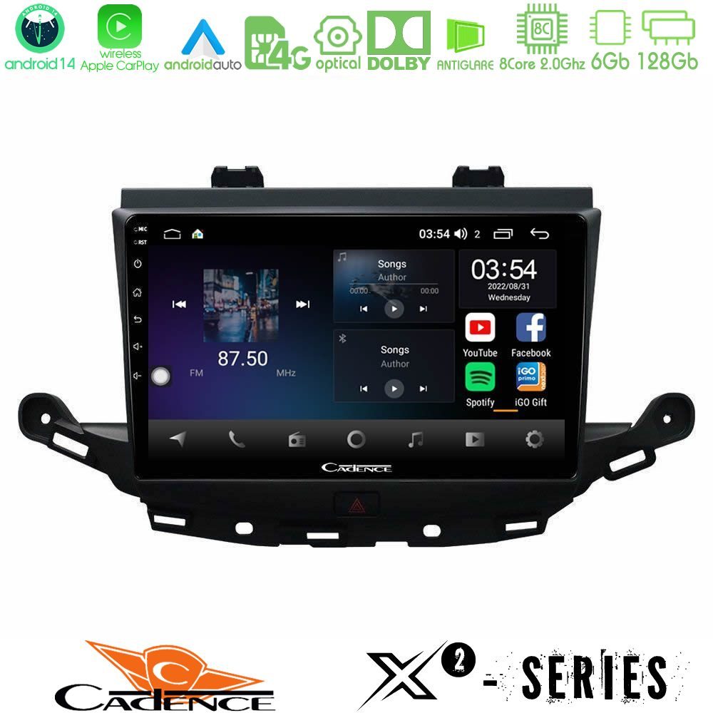 Cadence X2 Series 8Core Android14 6+128GB  Opel Astra K 2015-2019 Navigation Multimedia Tablet 9"