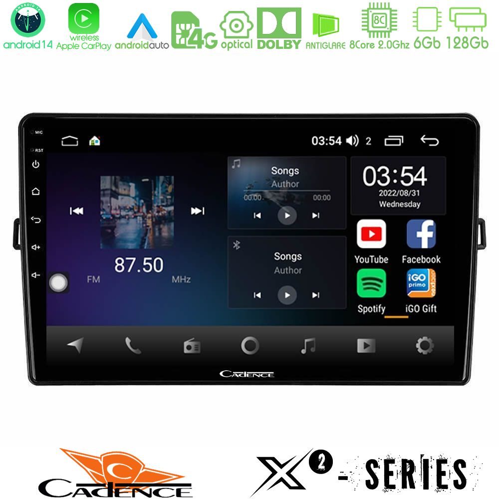 Cadence X2 Series 8Core Android14 6+128GB  Toyota Auris Navigation Multimedia Tablet 10"