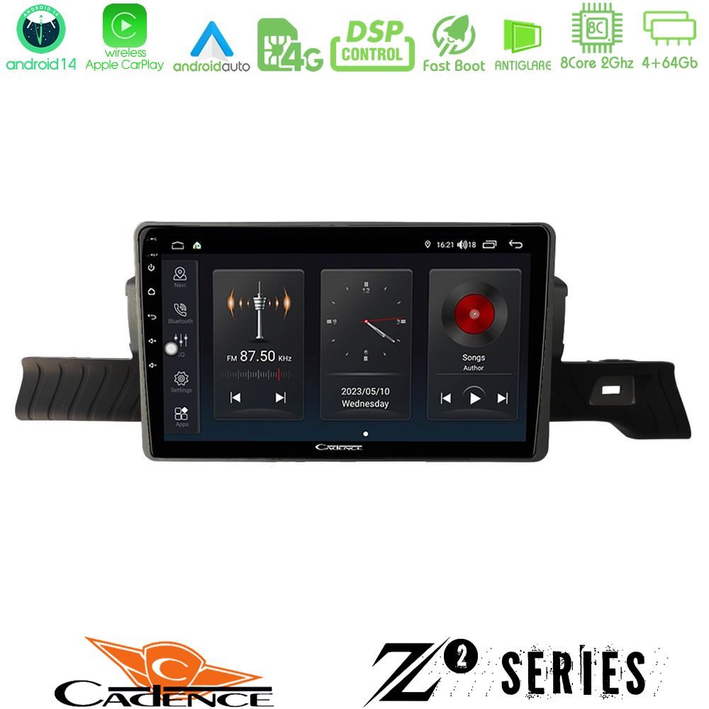 Cadence Z2 Series 8Core Android14 4+64GB Citroen C3 You 2025-> Navigation Multimedia Tablet 9" Με Carplay & Android Auto