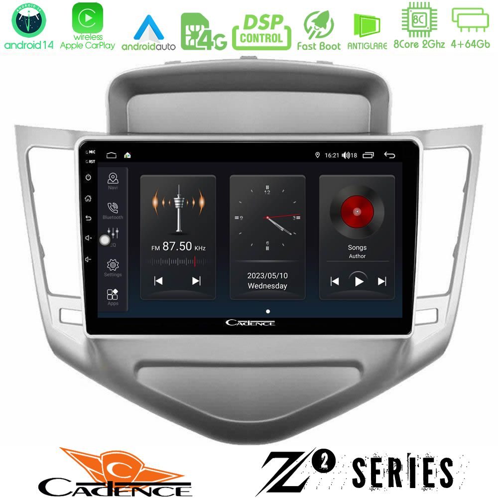 Cadence Z2 Series 8Core Android14 4+64GB Chevrolet Cruze 2009-2012 Navigation Multimedia Tablet 9" Με Carplay & Android Auto