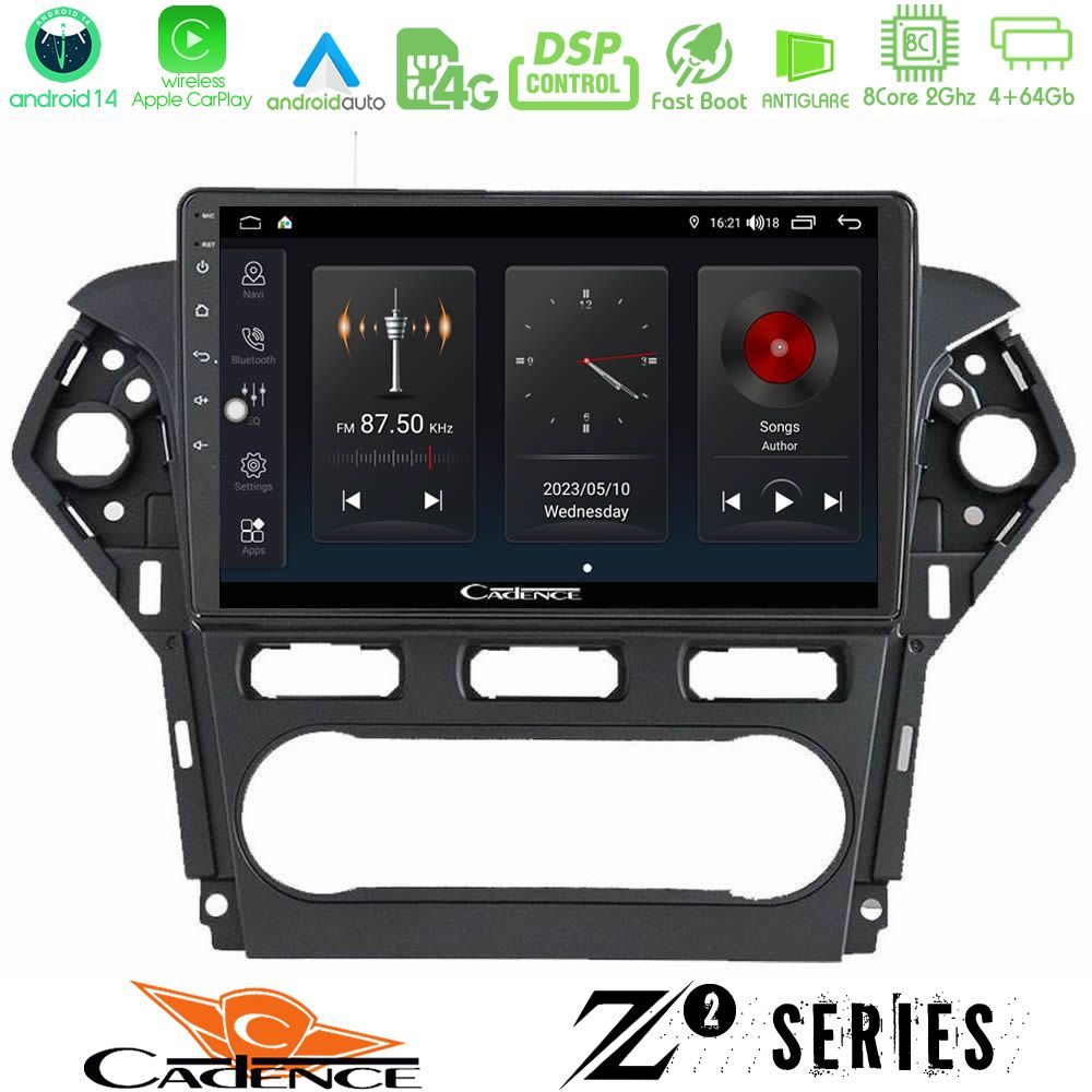 Cadence Z2 Series 8Core Android14 4+64GB Ford Mondeo 2011-2014 Navigation Multimedia Tablet 9" Με Carplay & Android Auto