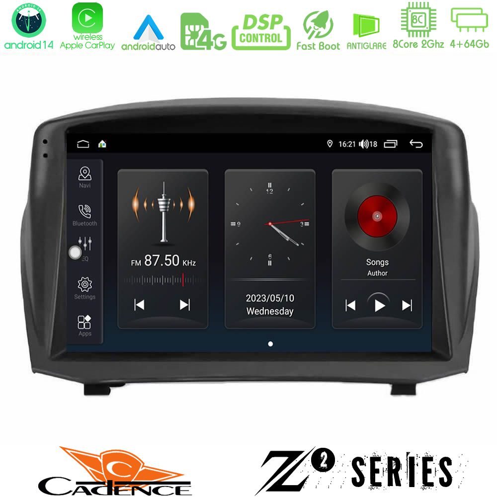 Cadence Z2 Series 8Core Android14 4+64GB  Ford Fiesta 2008-2012 Navigation Multimedia Tablet 9" (Oem Style) Με Carplay & Android Auto