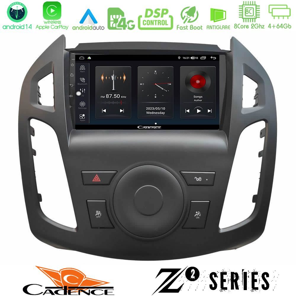 Cadence Z2 Series 8Core Android14 4+64GB Ford Transit Connect 2013-2018 Navigation Multimedia Tablet 9" Με Carplay & Android Auto