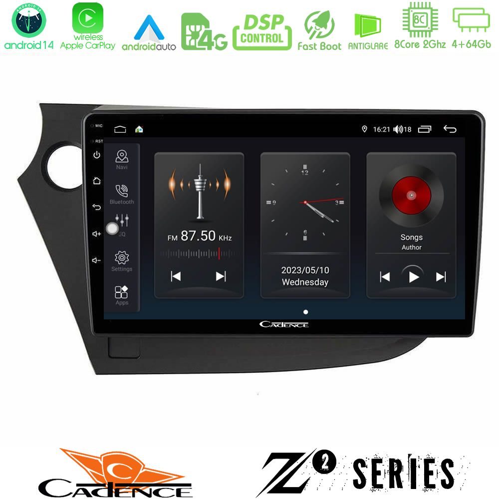 Cadence Z2 Series 8Core Android14 4+64GB Honda Insight 2009-2015 Navigation Multimedia Tablet 9" Με Carplay & Android Auto