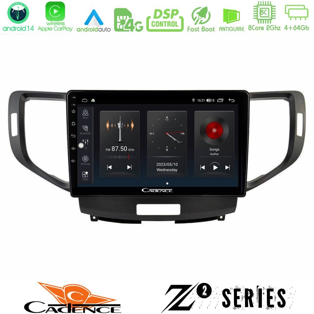 Cadence Z2 Series 8Core Android14 4+64GB  Honda Accord 2008-2015 Navigation Multimedia Tablet 9" Με Carplay & Android Auto