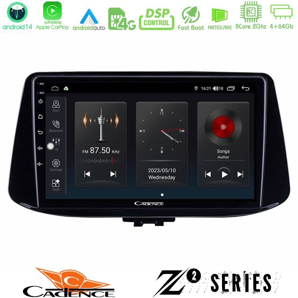 Cadence Z2 Series 8Core Android14 4+64GB Hyundai i30 Navigation Multimedia Tablet 9" Με Carplay & Android Auto