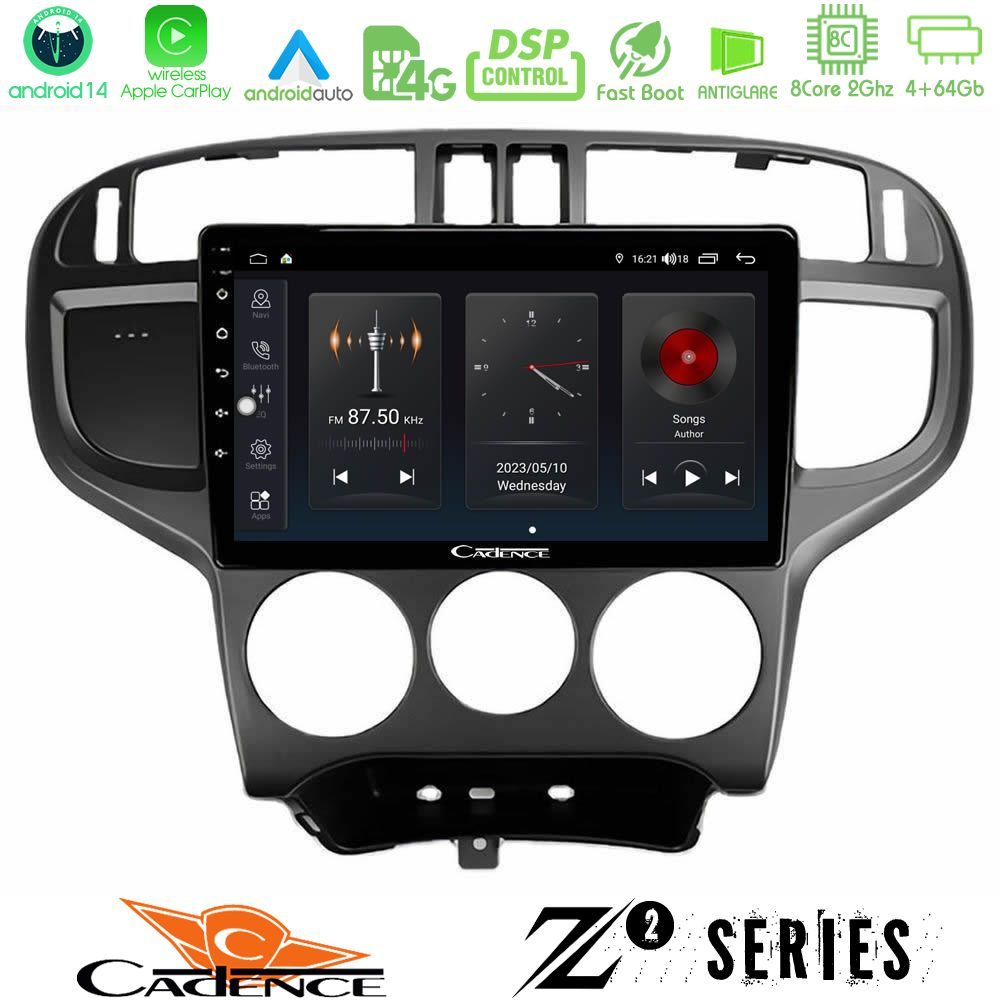 Cadence Z2 Series 8Core Android14 4+64GB Hyundai Matrix 2001-2010 Navigation Multimedia Tablet 9" Με Carplay & Android Auto