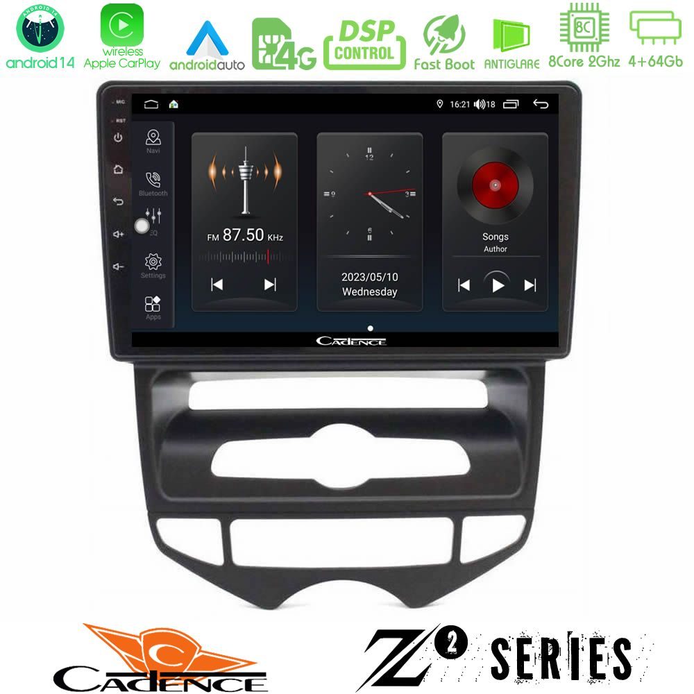 Cadence Z2 Series 8Core Android14 4+64GB Hyundai ix20 2010-2020 (AUTO A/C) Navigation Multimedia Tablet 10" Με Carplay & Android Auto