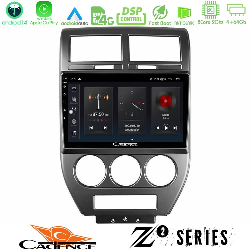 Cadence Z2 Series 8Core Android14 4+64GB Jeep Compass/Patriot 2007-2008 Navigation Multimedia Tablet 10" Με Carplay & Android Auto