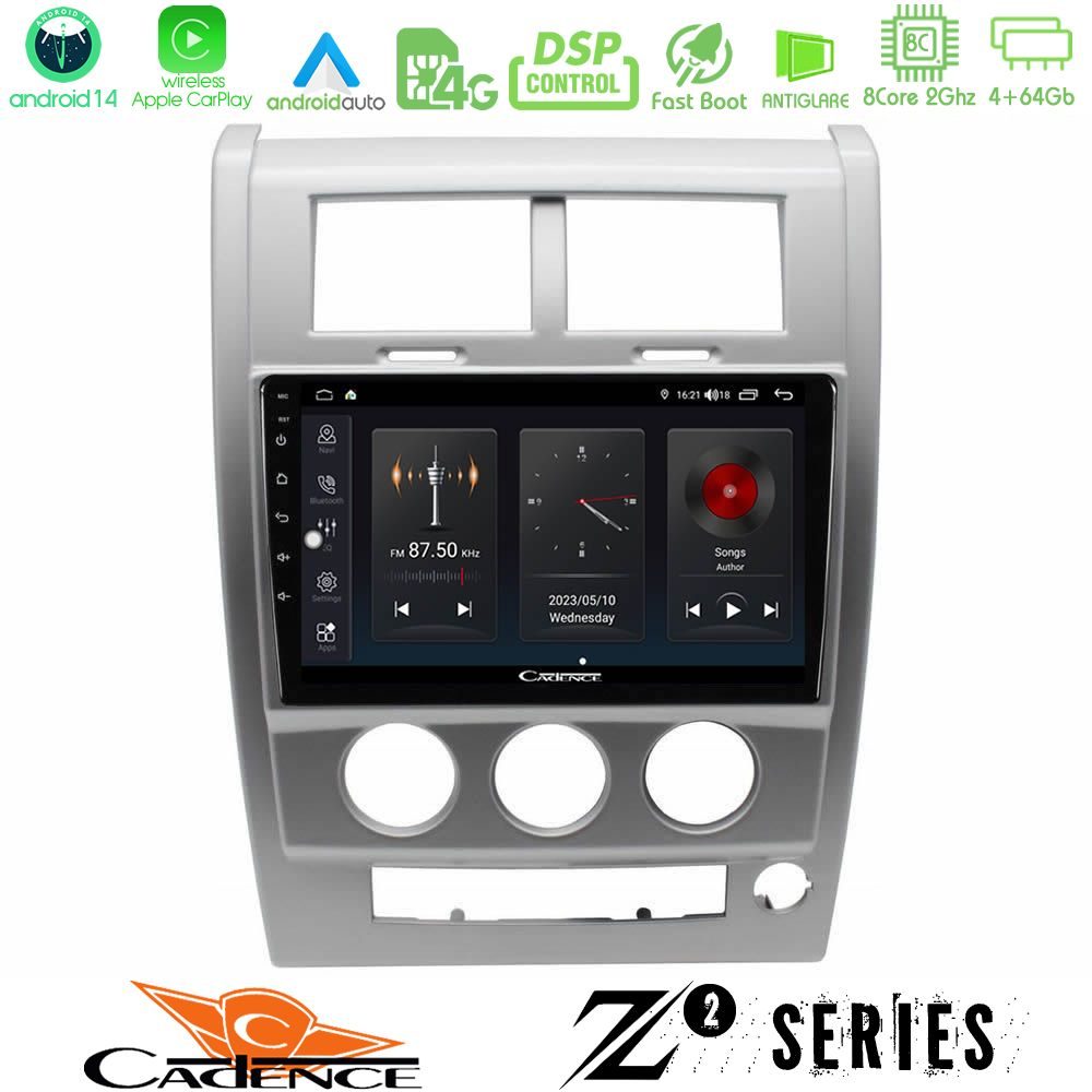 Cadence Z2 Series 8Core Android14 4+64GB Jeep Cherokee (KK) 2008-2012 Navigation Multimedia Tablet 10" Με Carplay & Android Auto