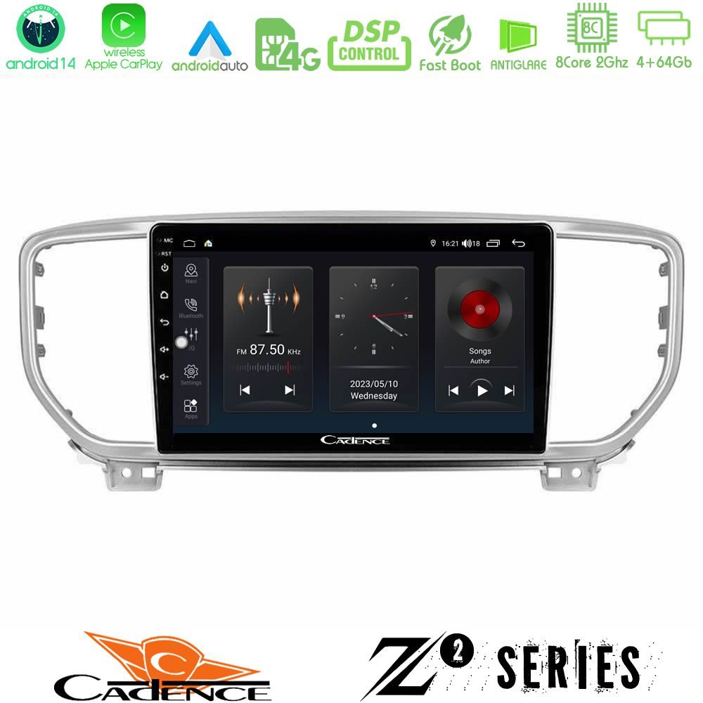 Cadence Z2 Series 8Core Android14 4+64GB  Kia Sportage 2018-2021 Navigation Multimedia Tablet 9" Με Carplay & Android Auto