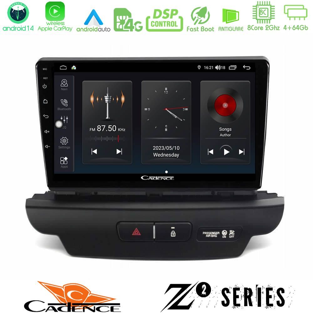 Cadence Z2 Series 8Core Android14 4+64GB Kia Ceed 2018-2023 Navigation Multimedia Tablet 9" Με Carplay & Android Auto (Low Version)