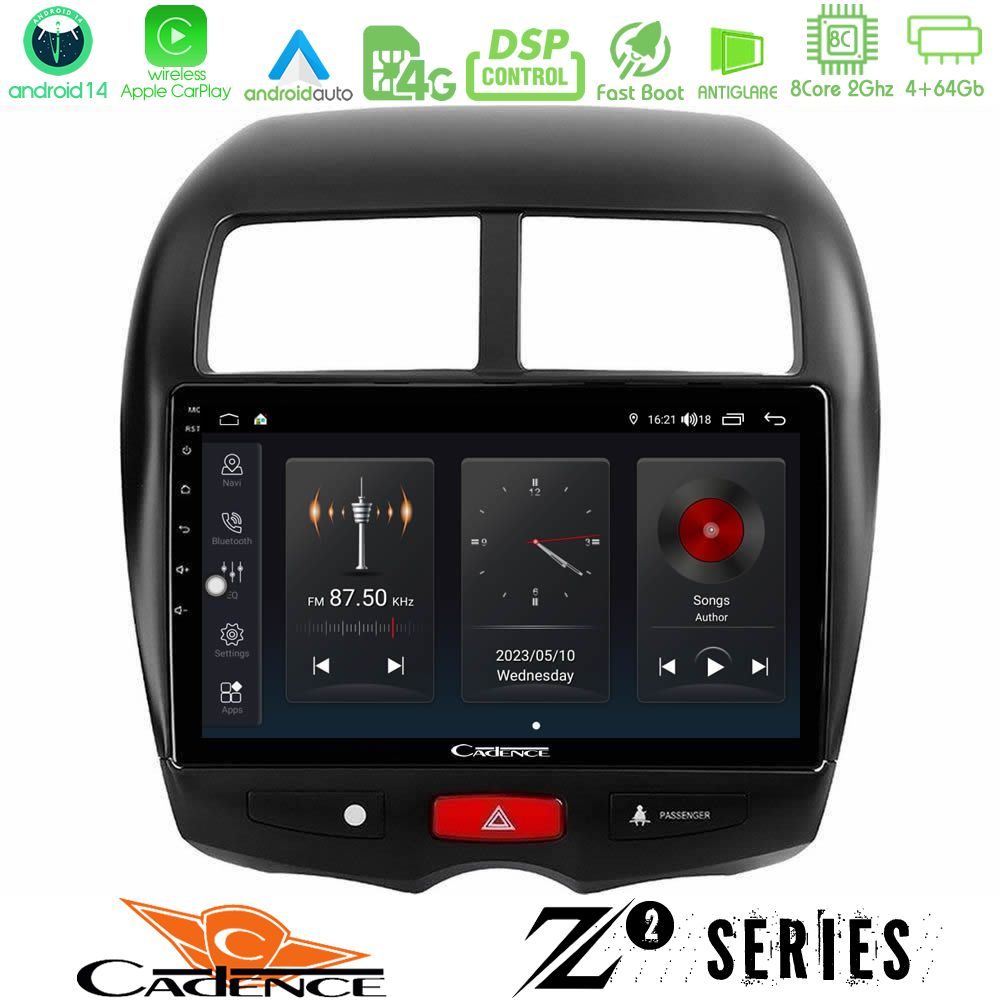 Cadence Z2 Series 8Core Android14 4+64GB Mitsubishi ASX Navigation Multimedia Tablet 10" Με Carplay & Android Auto