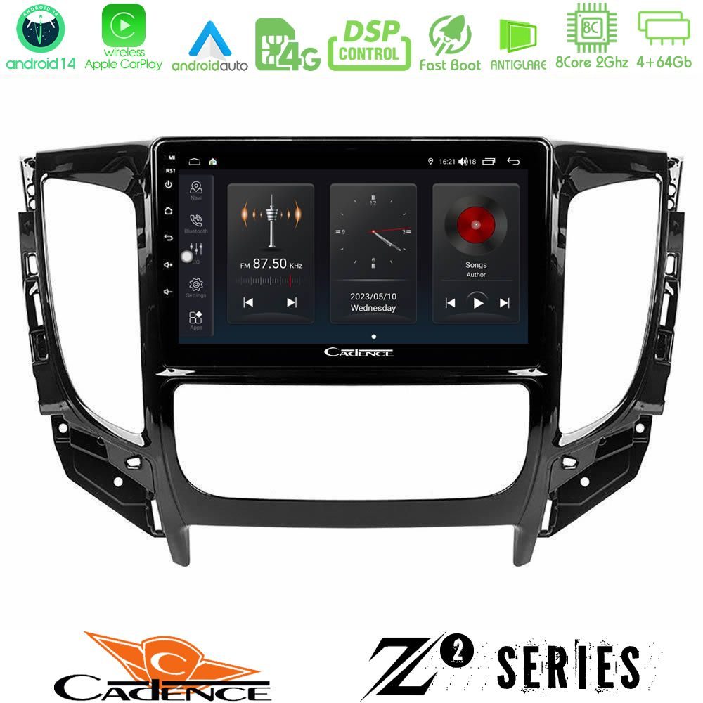 Cadence Z2 Series 8Core Android14 4+64GB Mitsubishi L200 2016-> & Fiat Fullback (Auto A/C) Navigation Multimedia Tablet 9" Με Carplay & Android Auto