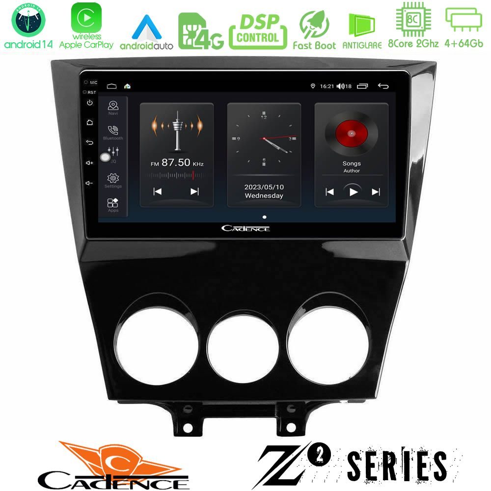 Cadence Z2 Series 8Core Android14 4+64GB Mazda RX8 2008-2012 Navigation Multimedia Tablet 9" Με Carplay & Android Auto