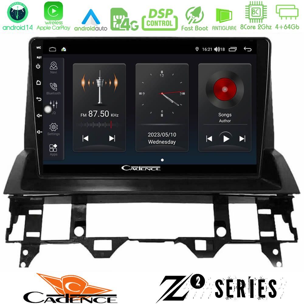 Cadence Z2 Series 8Core Android14 4+64GB Mazda6 2002-2006 Navigation Multimedia Tablet 10" Με Carplay & Android Auto
