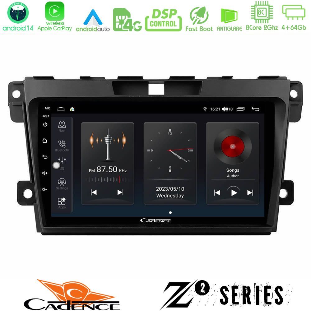 Cadence Z2 Series 8Core Android14 4+64GB  Mazda CX-7 2007-2011 Navigation Multimedia Tablet 9" Με Carplay & Android Auto