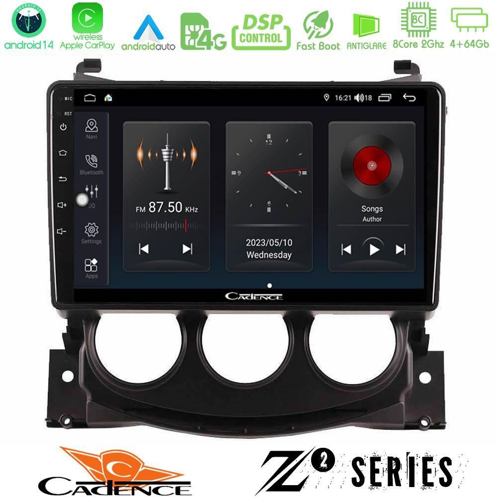 Cadence Z2 Series 8Core Android14 4+64GB Nissan 370Z 2009-2013 Navigation Multimedia Tablet 9" Με Carplay & Android Auto