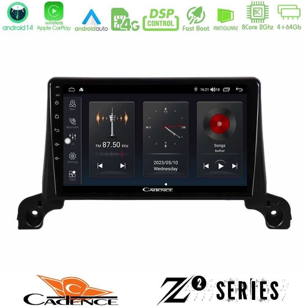 Cadence Z2 Series 8Core Android14 4+64GB Peugeot 3008/5008 2017-2023 Navigation Multimedia Tablet 9" Με Carplay & Android Auto