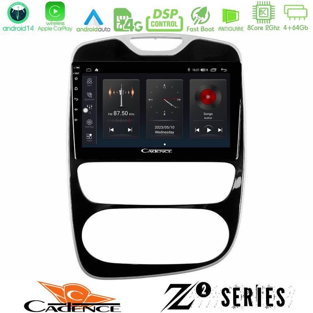 Cadence Z2 Series 8Core Android14 4+64GB Renault Clio 2016-2019 Navigation Multimedia Tablet 10" Με Carplay & Android Auto
