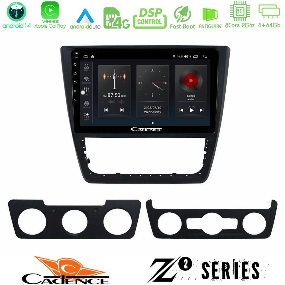 Cadence Z2 Series 8Core Android14 4+64GB Skoda Yeti 2009-> Navigation Multimedia Tablet 10" Με Carplay & Android Auto