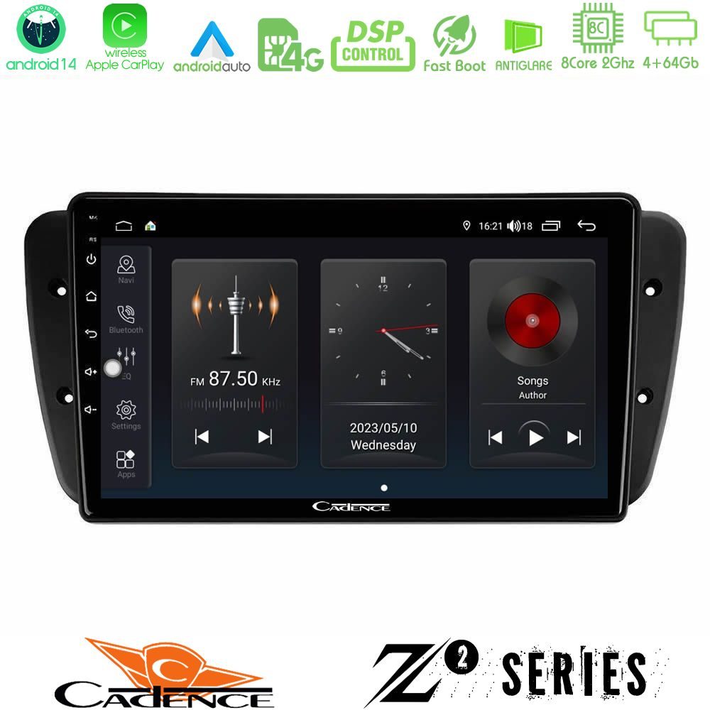 Cadence Z2 Series 8Core Android14 4+64GB Seat Ibiza 2008-2012 Navigation Multimedia Tablet 9" Με Carplay & Android Auto