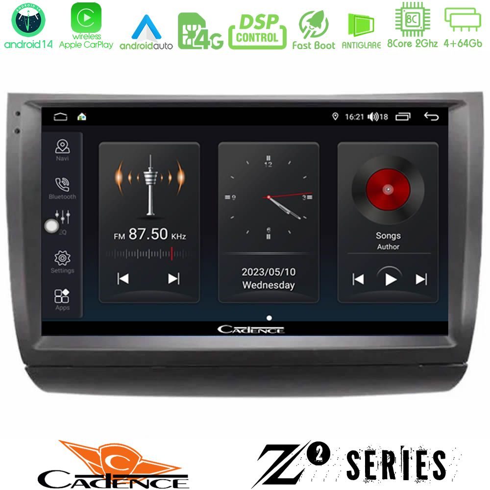 Cadence Z2 Series 8Core Android14 4+64GB  Toyota Prius 2004-2009 Navigation Multimedia Tablet 9" Με Carplay & Android Auto