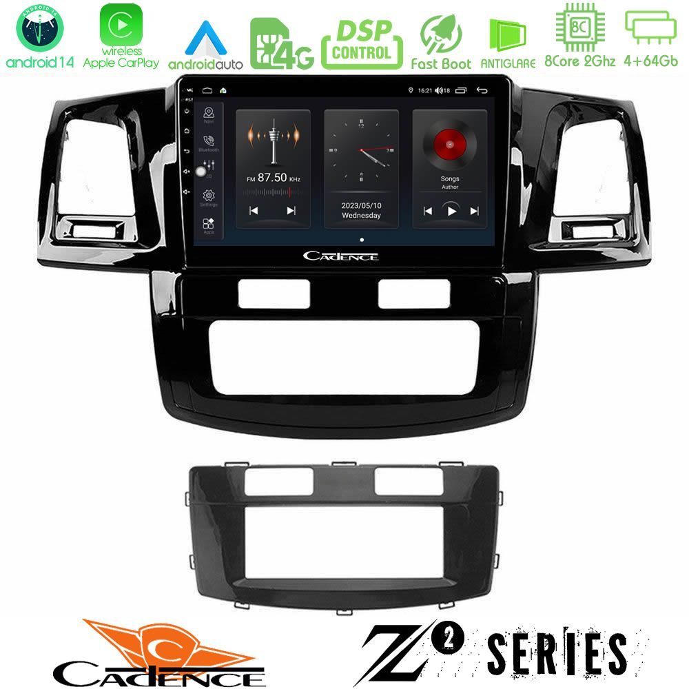 Cadence Z2 Series 8Core Android14 4+64GB Toyota Hilux 2007-2016 Navigation Multimedia Tablet 9" Με Carplay & Android Auto