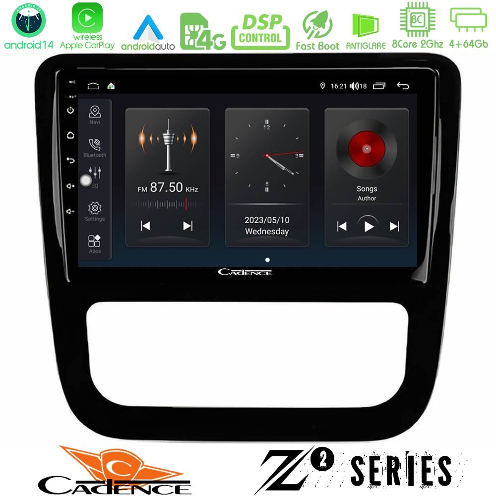 Cadence Z2 Series 8Core Android14 4+64GB VW Scirocco 2008-2014 Navigation Multimedia Tablet 9" (μαύρο γυαλιστερό) Με Carplay & Android Auto