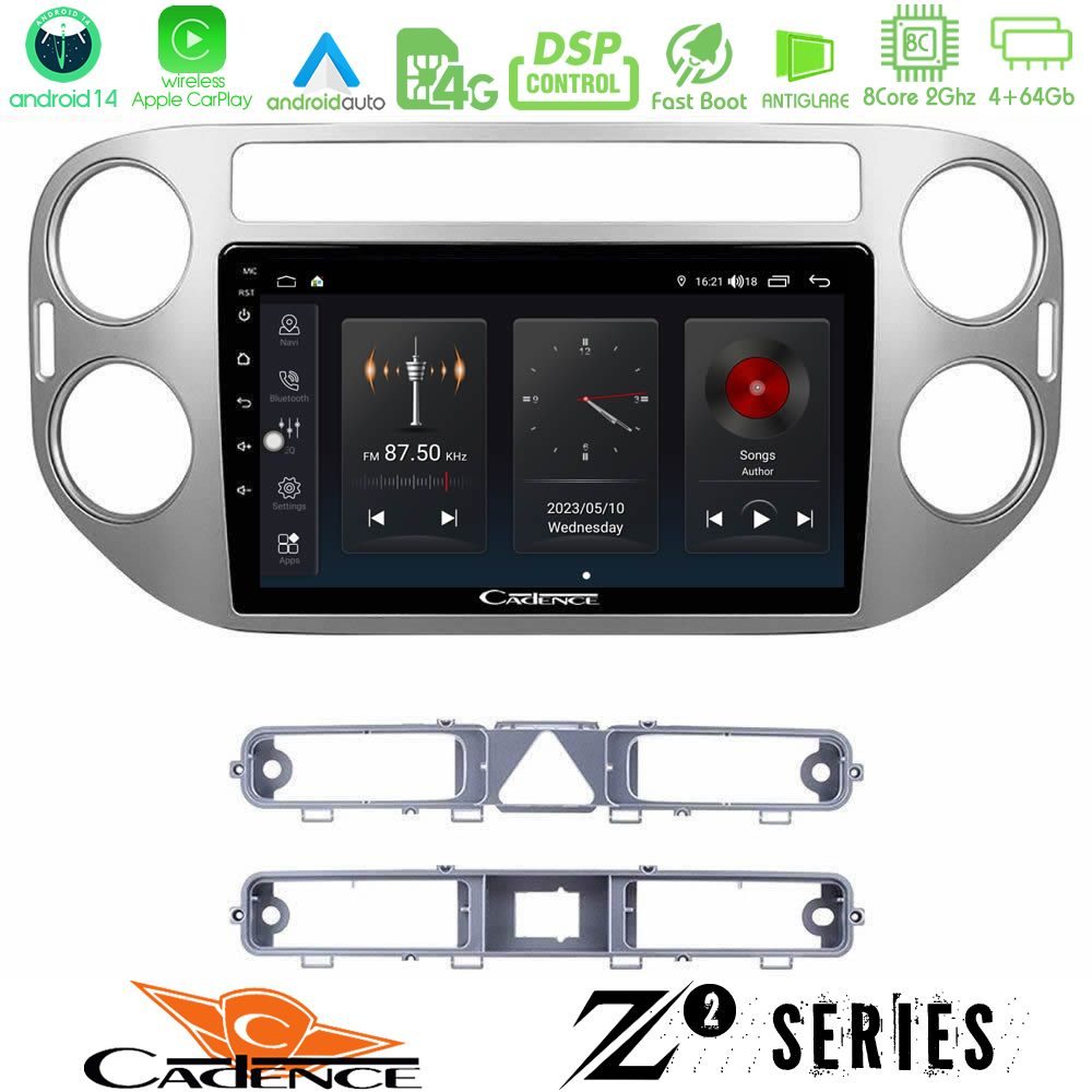 Cadence Z2 Series 8Core Android14 4+64GB VW Tiguan Navigation Multimedia Tablet 9" Με Carplay & Android Auto