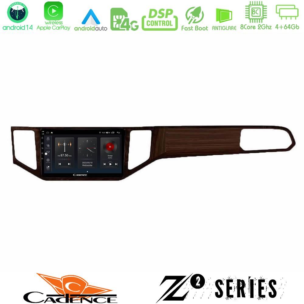 Cadence Z2 Series 8Core Android14 4+64GB VW Sportsvan 2014-2020 Navigation Multimedia Tablet 9" (Ξύλινη απόχρωση) Με Carplay & Android Auto