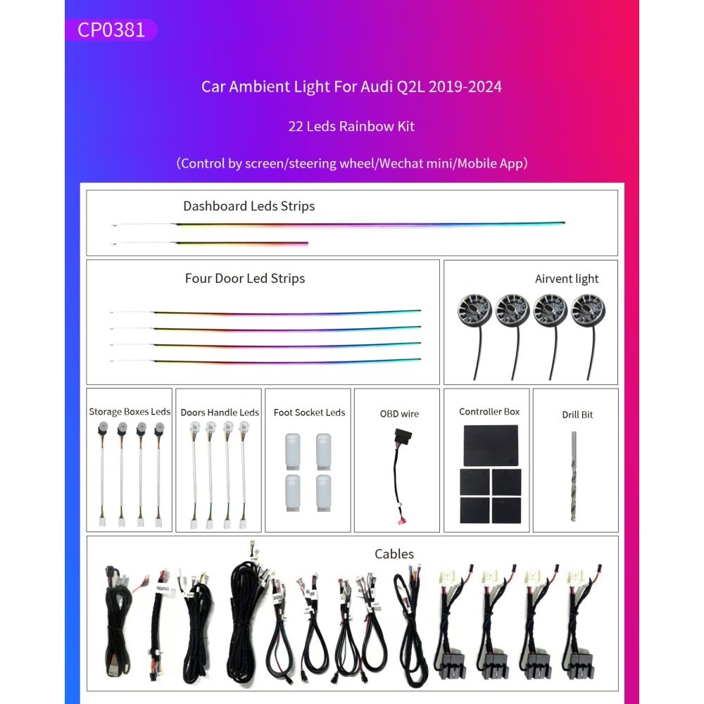 Ατμοσφαιρικός Φωτισμός Audi Q2 (GA) 2019-2024 OEM Ambient Light Full Kit