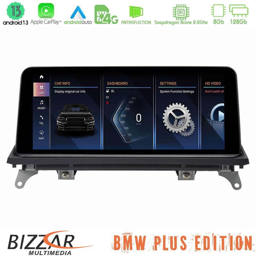 Bizzar Plus Edition BMW X5 & X6 2007-2010 Android13 8Core (8+128GB) Navigation Multimedia 10.25" HD Anti-Glare Blue Ray