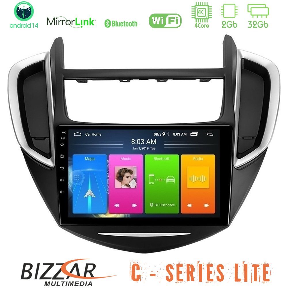 Bizzar C Series Lite 4Core Android14 2+32GB  Chevrolet Trax 2013-2020 Navigation Multimedia Tablet 9"