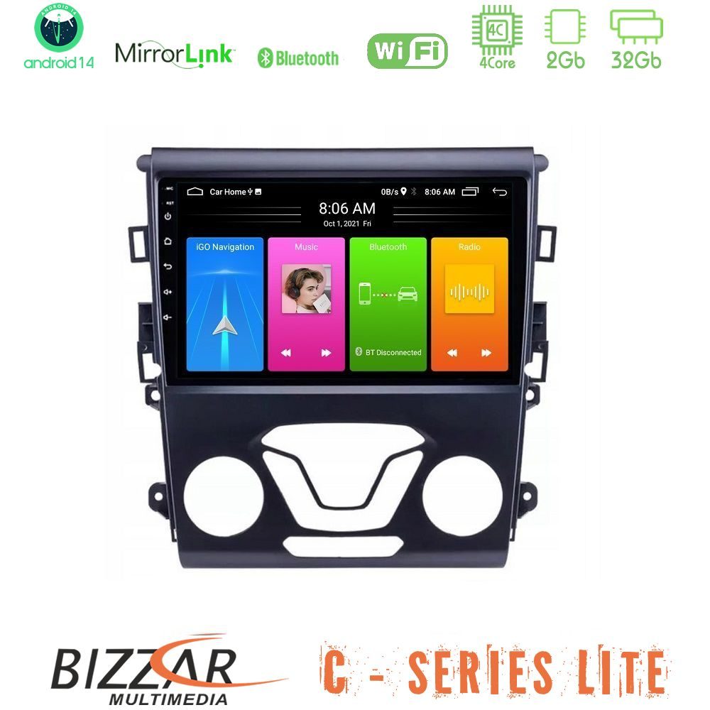 Bizzar C Series Lite 4Core Android14 2+32GB  Ford Mondeo 2014-2017 Navigation Multimedia Tablet 9"