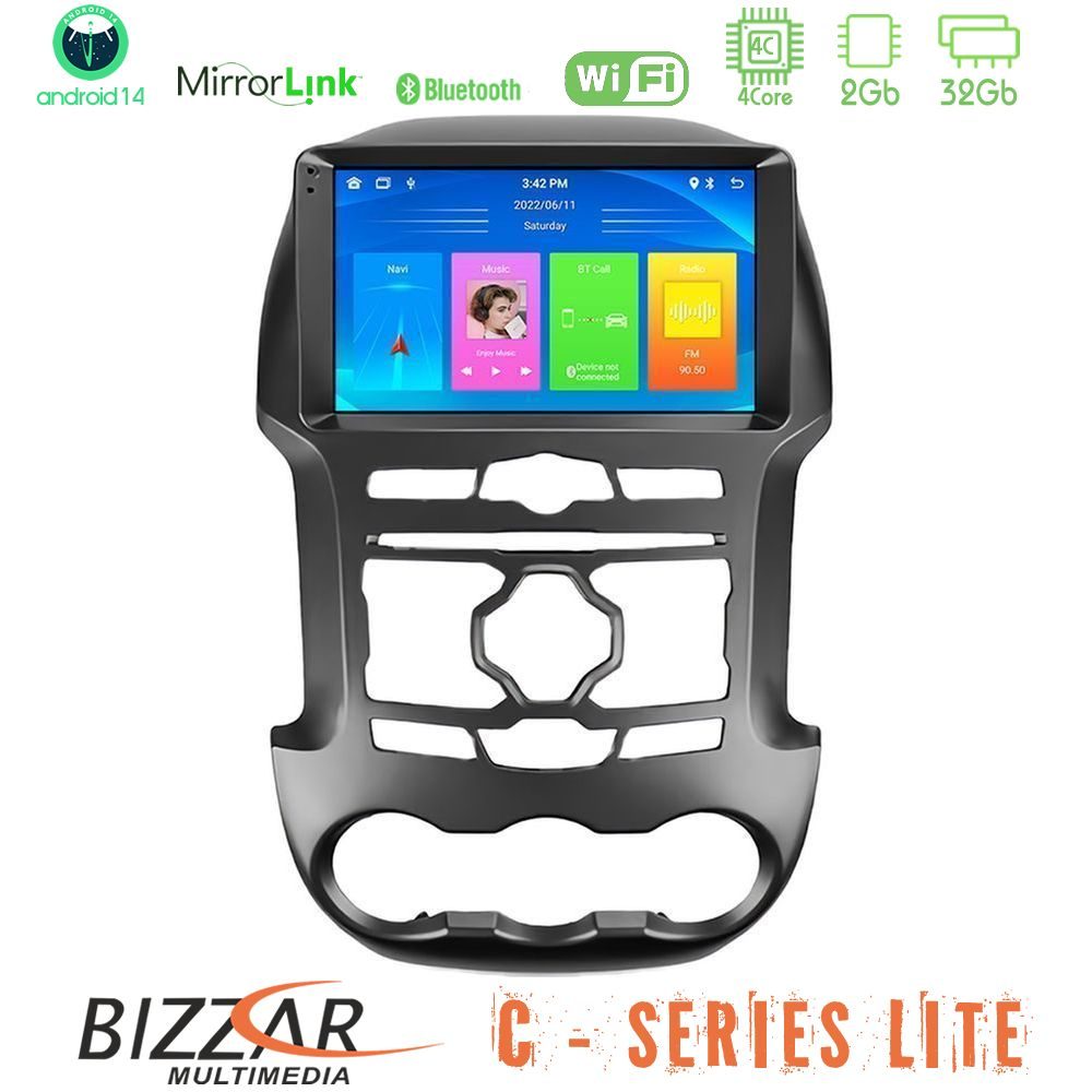 Bizzar C Series Lite 4Core Android14 2+32GB  Ford Ranger 2012-2016 Navigation Multimedia Tablet 9"
