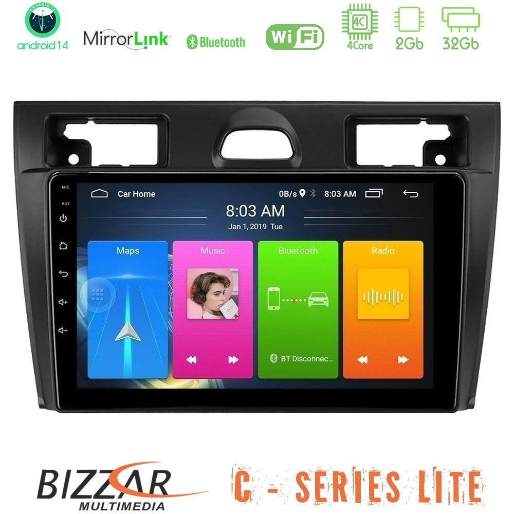 Bizzar C Series Lite 4Core Android14 2+32GB Ford Fiesta/Fusion Navigation Multimedia Tablet 9"