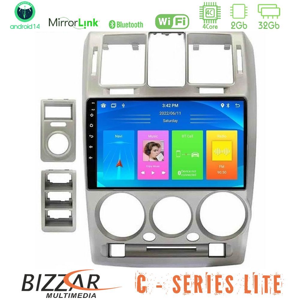 Bizzar C Series Lite 4Core Android14 2+32GB  Hyundai Getz 2002-2009 Navigation Multimedia Tablet 9"