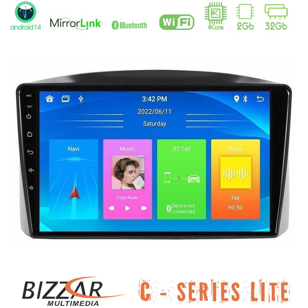 Bizzar C Series Lite 4Core Android14 2+32GB  Jeep Grand Cherokee 2005-2007 Navigation Multimedia Tablet 10"