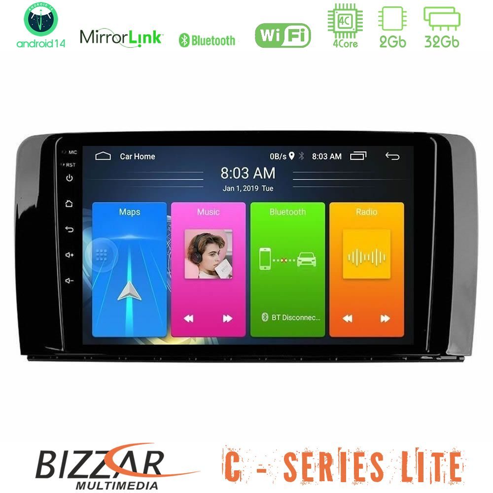 Bizzar C Series Lite 4Core Android14 2+32GB  Mercedes R Class Navigation Multimedia Tablet 9"