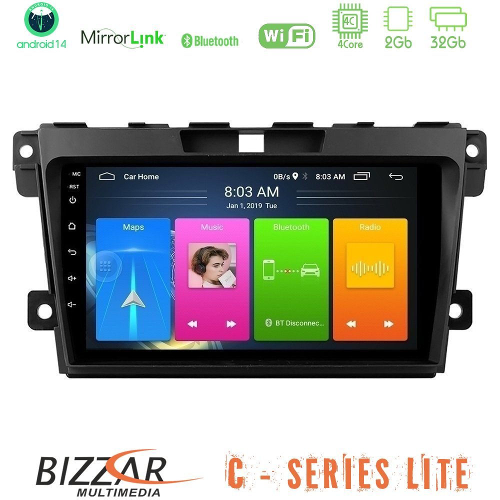 Bizzar C Series Lite 4Core Android14 2+32GB  Mazda CX-7 2007-2011 Navigation Multimedia Tablet 9"
