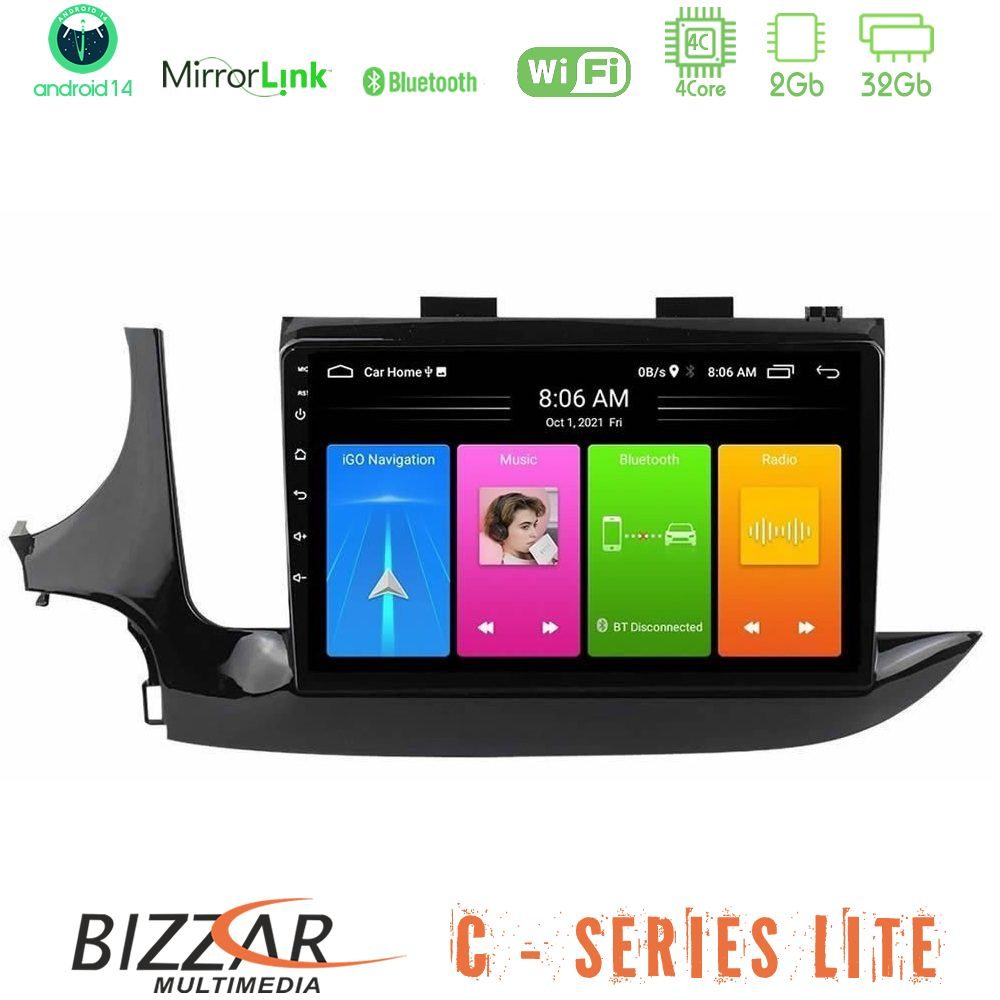 Bizzar C Series Lite 4Core Android14 2+32GB  Opel Mokka 2016-2020 Navigation Multimedia Tablet 9"