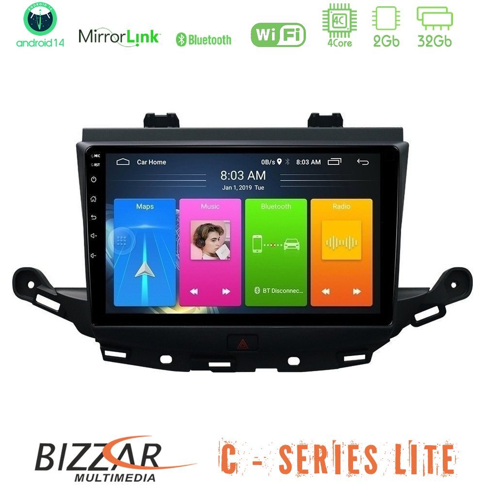 Bizzar C Series Lite 4Core Android14 2+32GB  Opel Astra K 2015-2019 Navigation Multimedia Tablet 9"