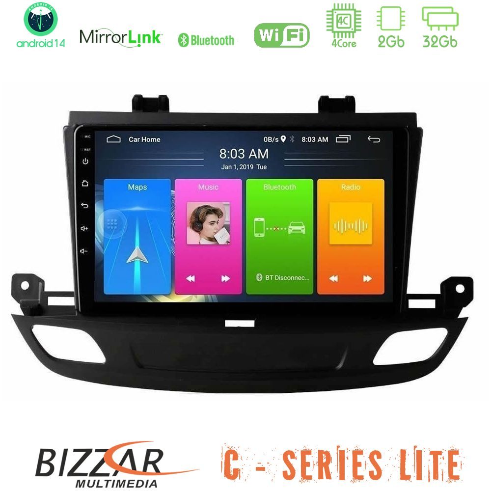 Bizzar C Series Lite 4Core Android14 2+32GB  Opel Insignia 2 2017-2020 Navigation Multimedia Tablet 9"